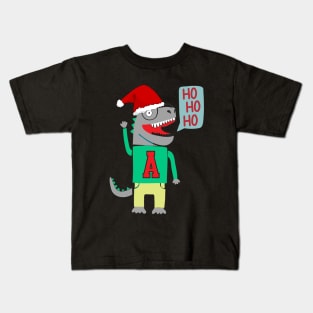 Cute Christmas Dinosaur Ho Ho Ho Kids T-Shirt